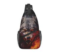 rrxnbcgg Wolves in the Flame Roar Sling Bag Crossbody Travel Hiking Chest Backpack Shoulder Daypack for Women Men
