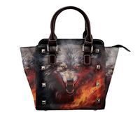 rrxnbcgg Wolves in the Flame Roar This stylish shoulder bag can be carried by hand or worn crossbody and is suitable for various occasions.