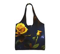 rrxnbcgg Yellow Roses Starry Night Lightweight Medium Reusable Grocery Shopping Cloth Bags, Suitable for DIY, Advertising, Promotion, Gift, Activity