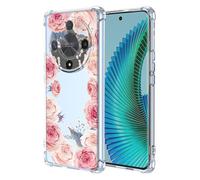 RRXSYXL for Honor X9B Case,Honor Magic 6 Lite Case with Clear Floral Pattern,Shockproof Soft Case for Honor X9B,Honor Magic 6 Lite,Pink Floral