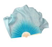 RRYPBOVG Belly Dance Fan Dance Fan Veil Pair 2pcs Circle Real Silk Dancer Practice Show Props Extra Long Flowy Folk Costume(Color 17,Right Left-1 People)