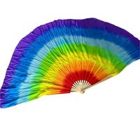 RRYPBOVG Belly Dance Fan Dance Fan Veil Pair 2pcs Circle Real Silk Dancer Practice Show Props Extra Long Flowy Folk Costume(Color 15,2pcs Right -2 People)