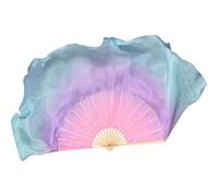 RRYPBOVG Belly Dance Fan Dance Fan Veil Pair 2pcs Circle Real Silk Dancer Practice Show Props Extra Long Flowy Folk Costume(Color 12,Right Left-1 People)