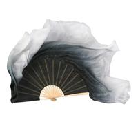 RRYPBOVG Belly Dance Fan Dance Fan Veil Pair 2pcs Circle Real Silk Dancer Practice Show Props Extra Long Flowy Folk Costume(Color 16,Right Left-1 People)