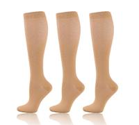 RRYPBOVG Compression Socks 3Pairs/Pack Compression Knee High Women Men Sports Socks Edema(3YSZ03-SK,S-M)