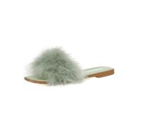 RRYPBOVG Cotton Slippers Slippers Women Square Toe Furry Flat Shoes Office Ladies Slides Flats Green White Pink(Green,37)