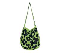RRYPBOVG Crochet Bags For Women Crossbody Bags For Large Capacity Shoulder Bags Flower Crochet Knit Tote Handbags(Black Green)