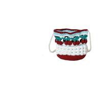 RRYPBOVG Crochet Bags For Women Cute Crochet Floral Handbag Phone Bag Female Pearl Chain Crossbody Bag MiniFashion Knitted Bucket Shoulder Bag Lady Girls(Red)