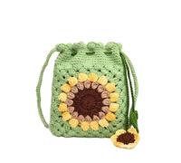 RRYPBOVG Crochet Bags For Women Handmade Diy Crossbody Bag Wool Knitted Flower Shoulder Crochet Small Bag(Color1)