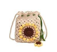RRYPBOVG Crochet Bags For Women Handmade Diy Crossbody Bag Wool Knitted Flower Shoulder Crochet Small Bag(Color2)