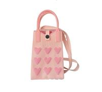 RRYPBOVG Crochet Bags For Women Knit Handbag Reusable Handmade Women Wrist High Capacity Phone Bag(Pink)