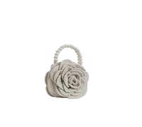 RRYPBOVG Crochet Bags For Women Rose Flower Clutch Chic Tote Handbag Jacquard Woven Crochet Bag Purse(Off white)