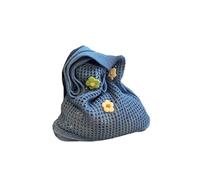 RRYPBOVG Crochet Bags For Women Women Knitted Tote Bag Crochet Shoulder Bag With Flower Decor Fashion Tote Handbags(Blue)