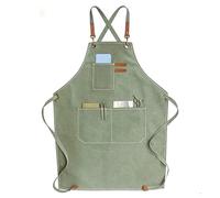 RRYPBOVG Leather Apron Adjustable Reusable Chef Cafe Restaurant Kitchen Hairdresser Pink Green Brown Canvas Barber Apron(Green)