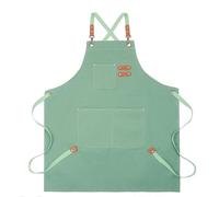RRYPBOVG Leather Apron Canvas Kitchen Aprons For Woman Men Chef Work Apron For Grill Restaurant Bar Shop Cafes Beauty Nails Studios Uniform(Green)