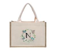 RRYPBOVG Tote linen bags Flowers, Butterflies, Lotus Letters, Prints, Oversized Canvas Tote Bags, Internal Waterproof Shopping Bags, Tote Bags, Handbags(Beige-N)