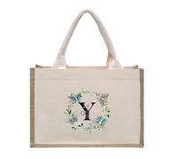 RRYPBOVG Tote linen bags Flowers, Butterflies, Lotus Letters, Prints, Oversized Canvas Tote Bags, Internal Waterproof Shopping Bags, Tote Bags, Handbags(Beige-Y)