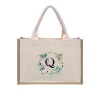 RRYPBOVG Tote linen bags Flowers, Butterflies, Lotus Letters, Prints, Oversized Canvas Tote Bags, Internal Waterproof Shopping Bags, Tote Bags, Handbags(Beige-Q)