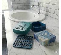 RS_3D Travel case sqautch Natural cold soap Holder Dish with Drip Tray, Rugged Soap Box with Drainage Insert, Men's Grooming Gift for Gym and Travel (Rainforest not an official product