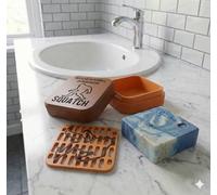 RS-3D Travel Soap Case compatable with Dr. Squatch Bars - Rugged Soap Box with Drip Tray & Drainage Insert, Men's Grooming Gift for Gym and Travel, 3D Printed (Wood Barrel) not an official product