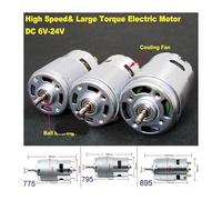 RS-775/795/895 Carbon Brush Power electronic starter DC 6V 12V 18V 24V High Speed Large Torque Ball Bearing Cooling Fan for Drill/boat/Car ICXLPMC(775 motor)