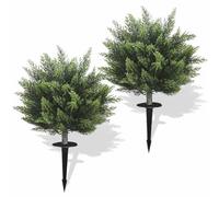 R's Ceder Artificial Topiary Cedar Tree 28 inch Faux Little Bush Cedar Tree UV Resistant Shrub Potted Artificial Plant for Outdoor Indoor Front Porch Garden (2 Pack)