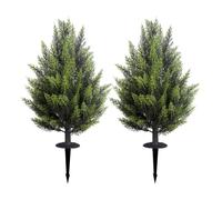 R's Ceder Artificial Topiary Cedar Tree 60cm Faux Little Bush Cedar Tree UV Resistant Shrub Potted Artificial Plant for Outdoor Indoor Front Porch Garden (2 Pack)