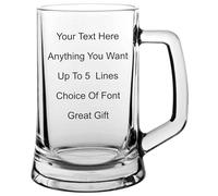 RS Engraving Personalized Glass Tankard with Personalised Custom Text, Unique Beer Mug Gift Idea