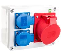 RS power distributor 2x2P+Z, 3P+N+Z 32A surface-mounted 6203-01