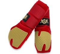 RS Premium Design Gold Line Horse Boots | Comfortable, Protective & Shock Absorber | Sport Boots for Horses Best for Jump Training | Ok Fabric 1682D Provides Ultimate Flexibility (Red ., Medium)