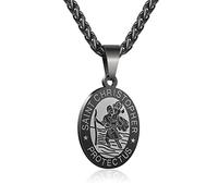 RS Saint St Michael/Christopher/Jude/Benedict/Joseph/Anthony Medal Necklace for Men Boys 24 Inch Religious gift