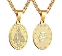 RS St Michael, Christopher Necklace, Judah, Benedict, Joseph, Anthony, for Men and Boys, 24 Inches, Religious Gift, Stainless Steel, No Gemstone