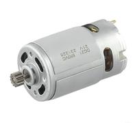 RS550 21V DC Motor High Power Low Noise Front and Rear Double Ball Bearings Two Speed 12 Teeth Gear High Speed High Torque Silver Metal for Electric Drill Machine Tools DIY Projects