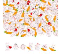 RSACCSKY 50 Pcs Easter Bunny Carrot Ornaments Resin Flatback Charms Embellishments for DIY Phone Case Hair Accessories Scrapbooking Cards Making Easter Basket Stuffer,1.57x1.2 inches (Multicolor)