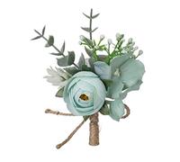 RSACCSKY Ivory & Greenery Eucalyptus Boutonniere for Men Wedding with Pins, Set of 2, Groom and Groomsmen Boutonniere for Wedding Ceremony Anniversary, Dinner Party, Prom Flowers (Green)