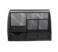 RSAODJCLO 7 Compartment Mesh Pen Holder, Desktop Organizer with Pull Out Drawer, Premium Metal Pencil Cup for Office Home Use, Sturdy Iron Mesh Desk Organizer with Durable Construction