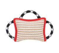 RSAODJCLO Dog Biting Pillow with 3 Strong Handles, Jute Tear Interactive Play Toy, Durable Bite Tug Pad for Adult Dogs, Training Tool to Prevent Chewing Furniture (Red)