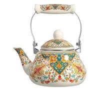 RSBFER Enamel Teapot, 1.5L Porcelain Enameled Teakettle, Vintage Floral Cooktop Teapot with Cool Handle, Non-Whistling for Brewing Tea & Coffee,B