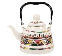 RSBFER Vintage Floral Enamel Tea Kettle - Quick Heating Stovetop Teapot with Cool Touch Porcelain Handle for Hot Water, No Whistling,White,1.1L