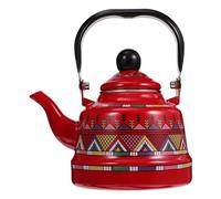 RSBFER Vintage Floral Enamel Tea Kettle - Quick Heating Stovetop Teapot with Cool Touch Porcelain Handle for Hot Water, No Whistling,Red,2.5L