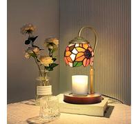 Rsbrillialite Sunflower Tiffany Candle Warmer Lamp,Aromatherapy Home Decor with LED Bulb, Farmhouse Wax Warmer for House Warming Gifts, Office, or Aesthetic Room Decor.