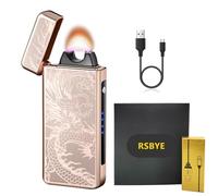 RSBYE Electric Lighter Windproof Flame Lighter Plasma Big Arc Lighters USB Rechargeable Cool Lighters with LED Battery Indicator for Candle (Golden Dragon)