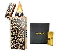 RSBYE Plasma Arc Lighter,Electric Lighter Rechargeable, USB Lighter with Battery Display,Cool Windproof Lighters for Men with Gift Box (Flower)
