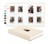 Rseozr Instax Mini Photo Album with Writing Space, 112 Pockets, Beige | Compatible with 2x3 inch & Polaroid Pictures, Recessed Clear Pockets, Wedding Guest Book and Family Memories