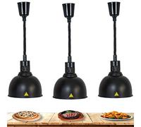 RSHJD Commercial Food Heat Lamp, Retractable Food Heating Lamp Food Warmer High Power Commercial Hotel Kitchen Equipment Restaurant Supplies 220V 250W Caliber 25cm, Black 3 Pieces