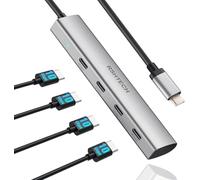 RSHTECH 10Gbps USB C Hub, 4-Port USB-C 3.2 Multiport Adapter (RX04) | Aluminum Portable USB-C Splitter for MacBook Pro/Air, Microsoft Surface and More Laptops with USB-C & Thunderbolt Ports