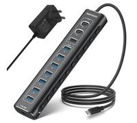RSHTECH 60W Powered USB C Hub, Aluminum 11-Port USB Hub with 10Gbps USB 3.2 Data Port (2C+1A), 7x USB 3.0, 20W PD Charging Port and 3.3ft Cable for Laptops and Desktops (RSH-A11PD)