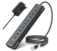 RSHTECH 60W Powered USB Hub, 10-Port USB C/3.2 Hub with Fast Charging Port