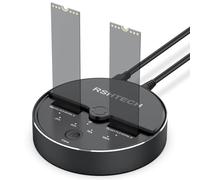 RSHTECH M.2 NVMe SSD Cloner Dock, Aluminum Dual Bay SSD Docking Station, 10Gbps USB 3.2 NVMe Enclosure for 2230/2242/2260/2280/22110, Supports 2x 2TB, Tool-Free, Offline Clone,UASP & TRIM (RSH-M10D)