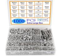 Rshuhx 1000pcs M3 M4 M5 M6 Nuts and Bolts Sets Hex Bolt 304 Stainless Steel Mechanical Screws Washers Nuts and Bolts Assortment Kit With Storage Box For DIY Industry Mechanical